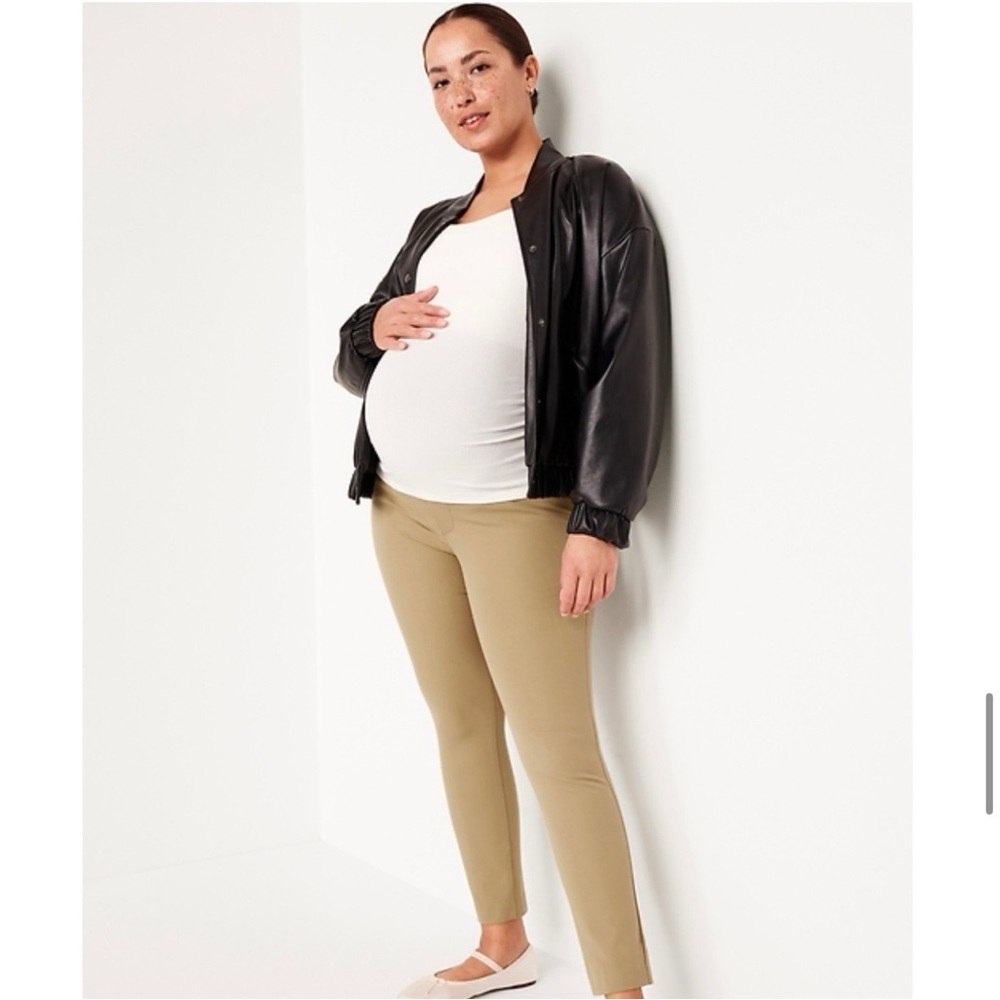 Maternity Full Panel Pixie Straight Ankle Pants teakwood. size 12